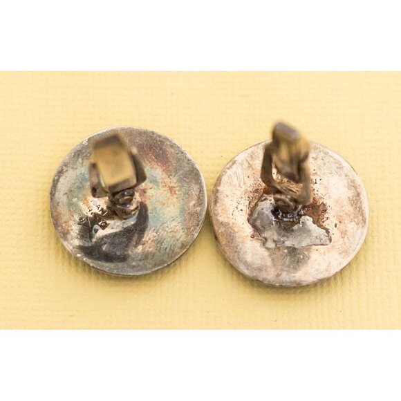 Vintage Mid Century Black Sterling Silver Cuff Links i15 - Picture 3 of 4